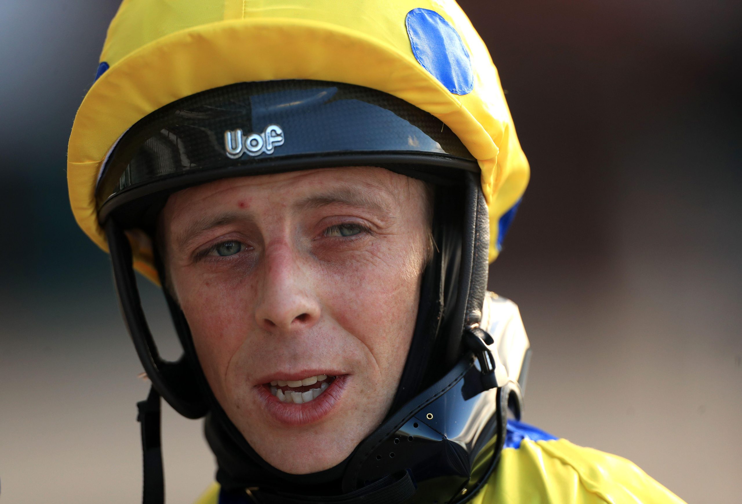 Jockey Ben Curtis after winning the Play 4 To Win At Betway Handicap on Dream With Me at Wolverhampton Racecourse. Picture date: Monday March 29, 2021.