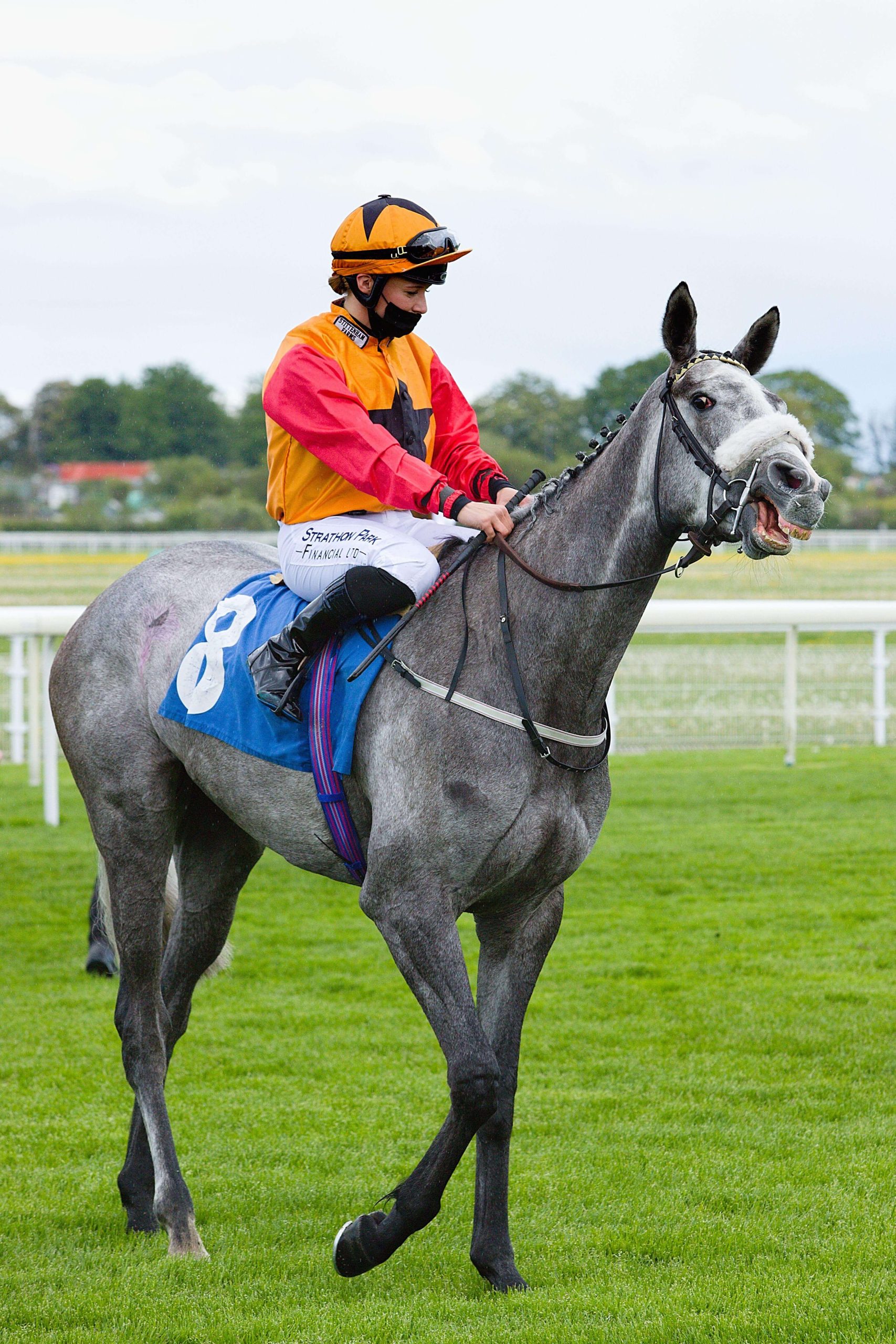 Jockey Joanna Mason on Yorkshire Lady before a race at York Racecourse.
