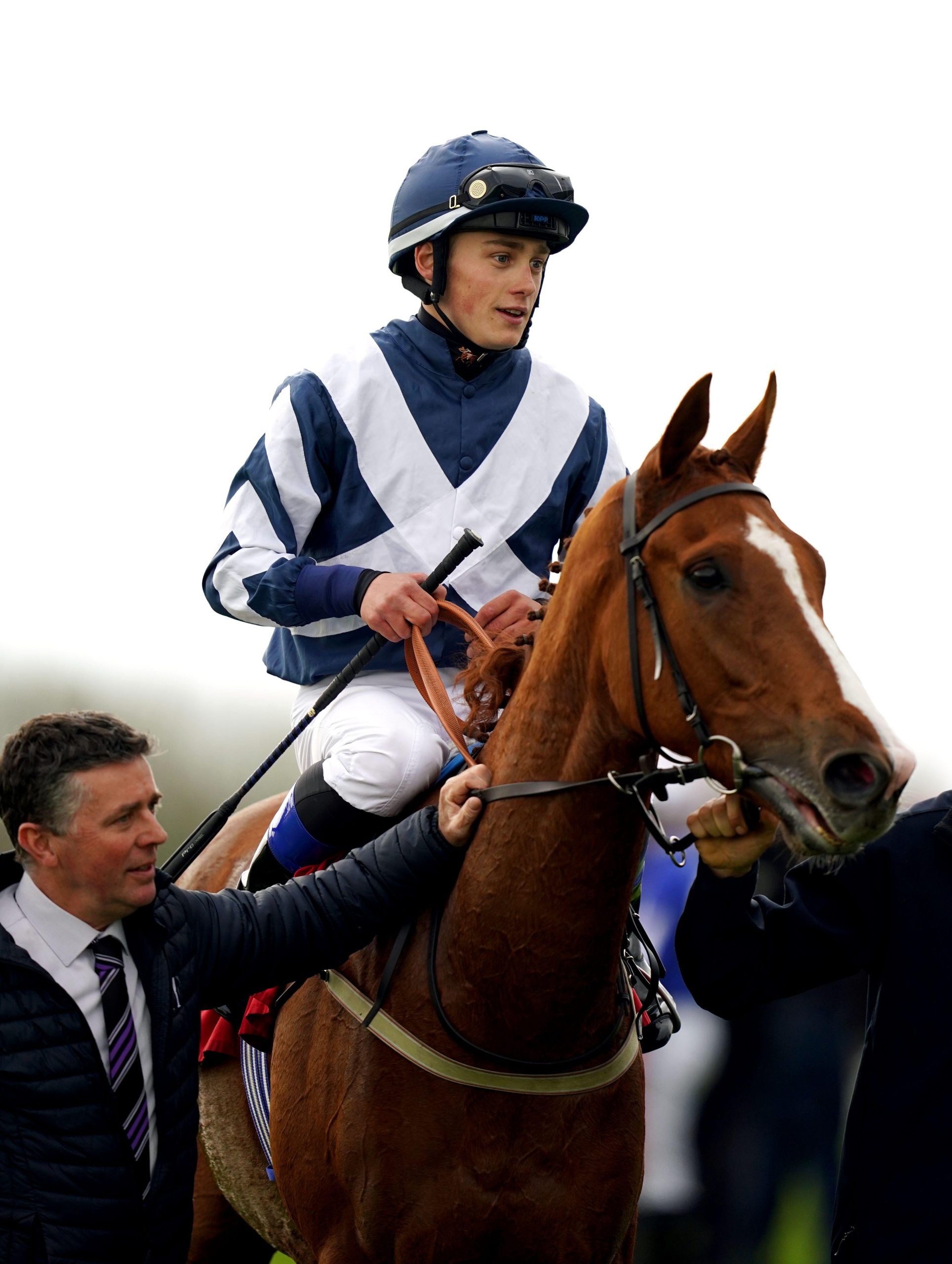 Benoit de la Sayette aboard New Pursuit after winning the Warren Handicap during the Epsom Downs Spring Meeting at Epsom Downs Racecourse. Picture date: Tuesday April 19, 2022.