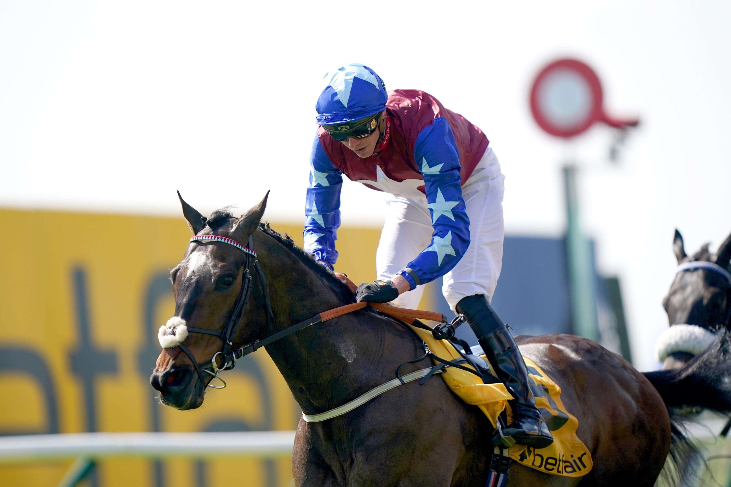 Cap Francais ridden by jockey James Doyle wins the Betfair Daily Rewards Suffolk Handicap on day two of the QIPCO Guineas Festival at Newmarket Racecourse, Newmarket. Picture date: Saturday April 30, 2022.