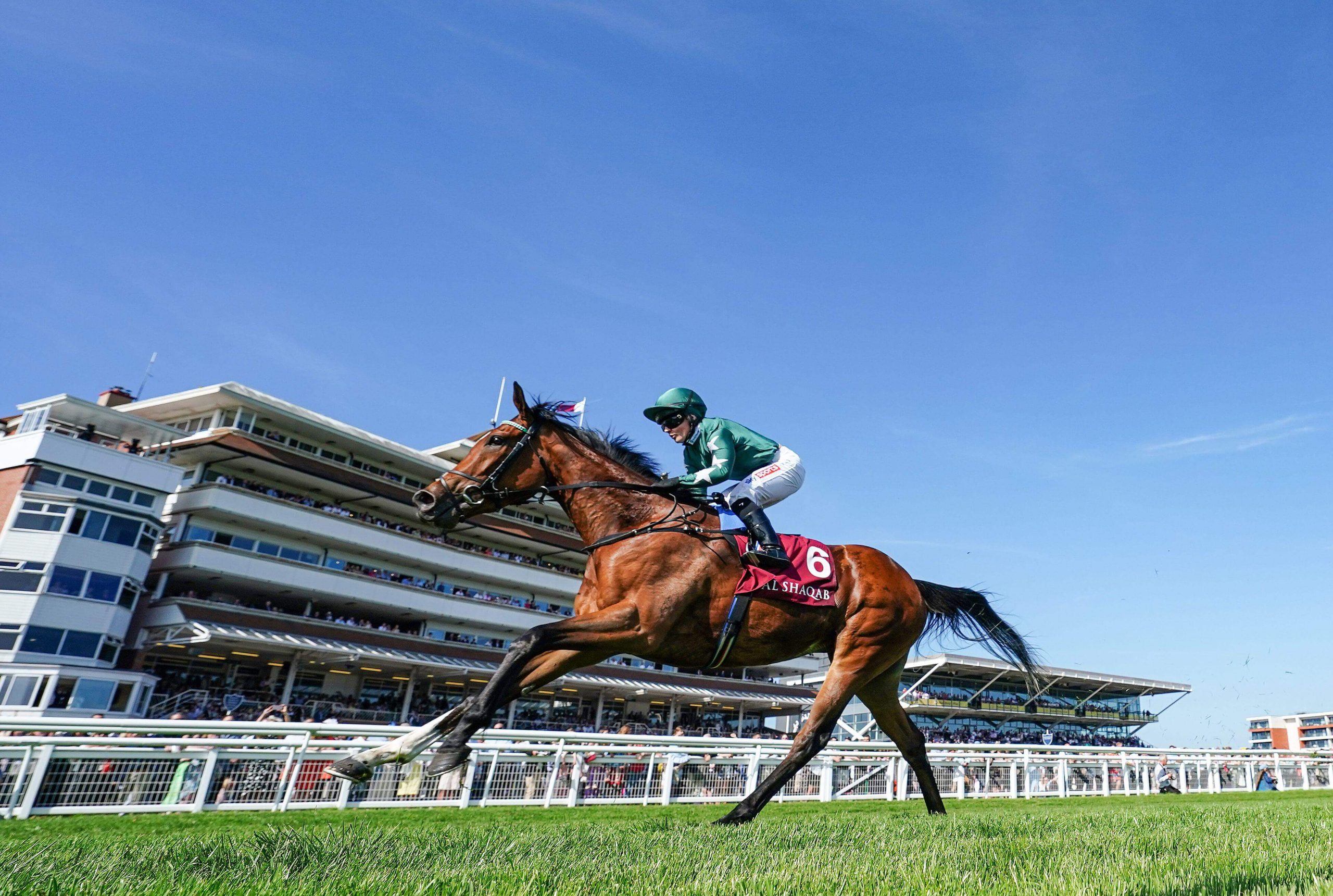 Nashwa ridden by Hollie Doyle on their way to victory in the Haras De Bouquetot Fillies' Trial Stakes at Newbury racecourse. Picture date: Saturday May 14, 2022.